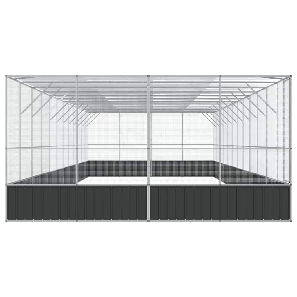 vidaXL Voliera de păsări cu extensie, argintiu, 1246x414x212 cm, oțel