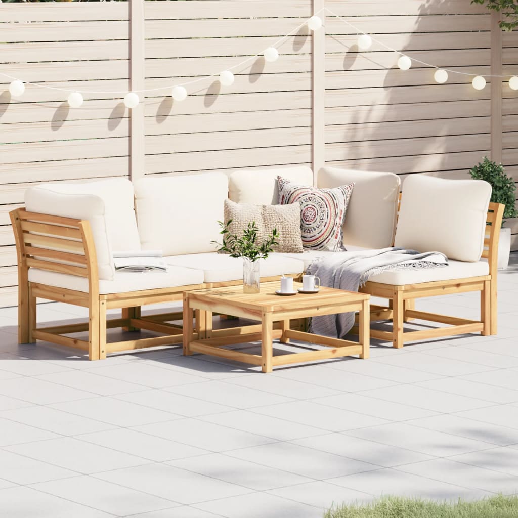 vidaXL Set mobilier de grădină cu perne, 5 buc., lemn masiv acacia vidaXL Set mobilier de grădină cu perne, 5 buc., lemn masiv acacia