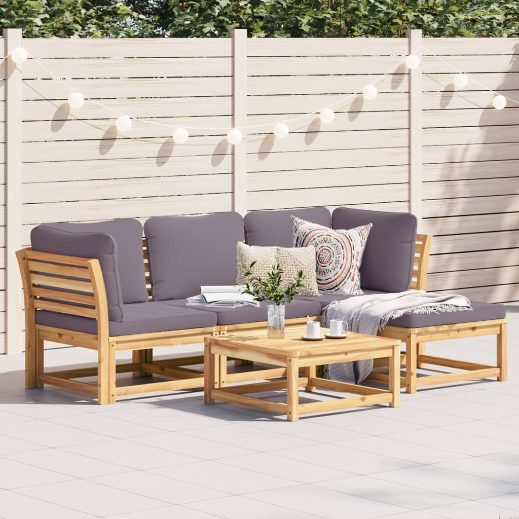 vidaXL Set mobilier de grădină cu perne, 5 buc., lemn masiv acacia vidaXL Set mobilier de grădină cu perne, 5 buc., lemn masiv acacia