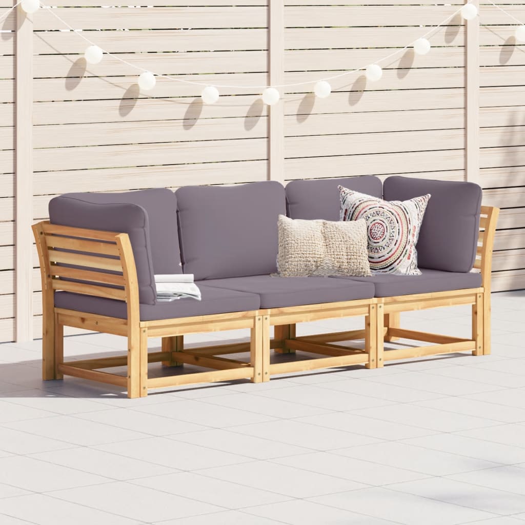 vidaXL Set mobilier de grădină cu perne, 3 piese, lemn masiv acacia vidaXL Set mobilier de grădină cu perne, 3 piese, lemn masiv acacia