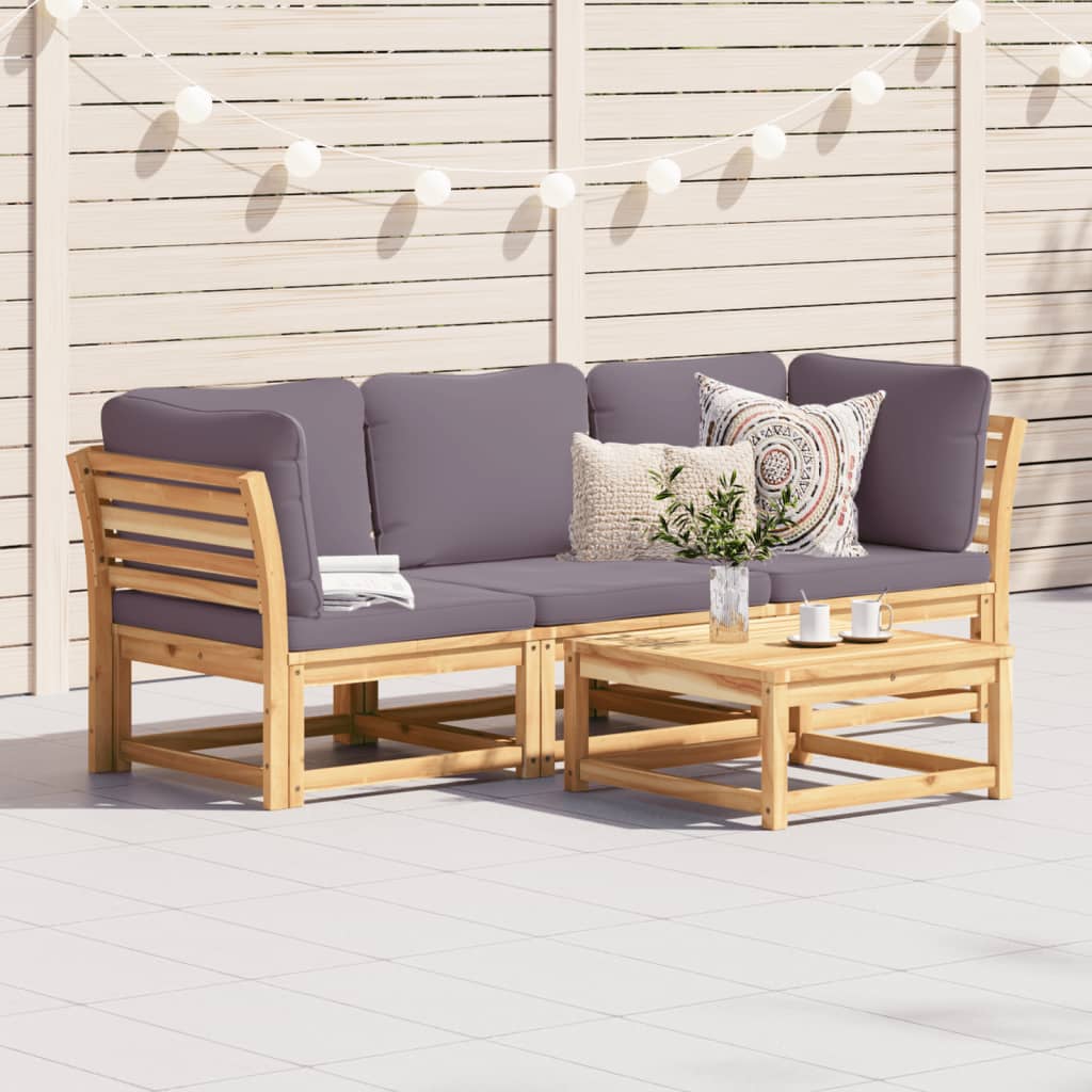 vidaXL Set mobilier de grădină cu perne, 3 piese, lemn masiv acacia vidaXL Set mobilier de grădină cu perne, 3 piese, lemn masiv acacia