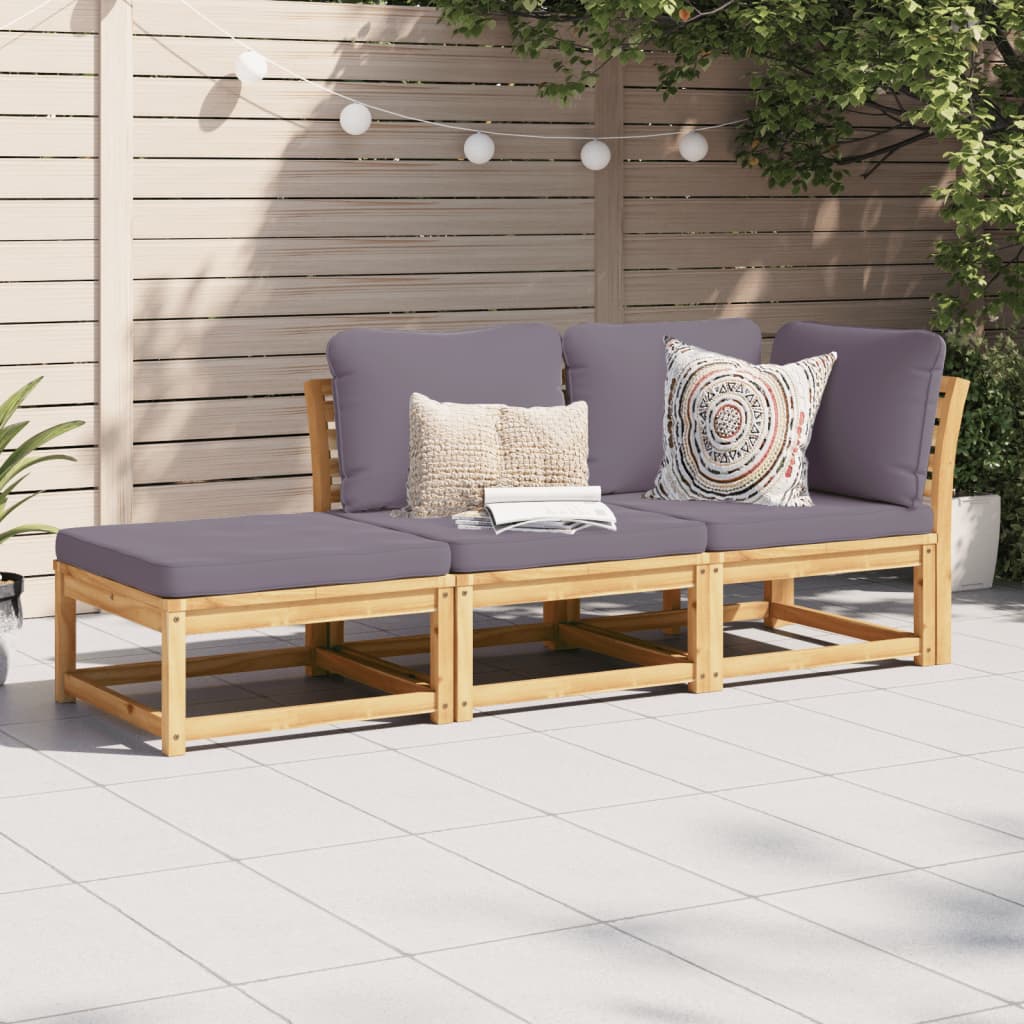 vidaXL Set mobilier de grădină cu perne, 3 piese, lemn masiv acacia vidaXL Set mobilier de grădină cu perne, 3 piese, lemn masiv acacia