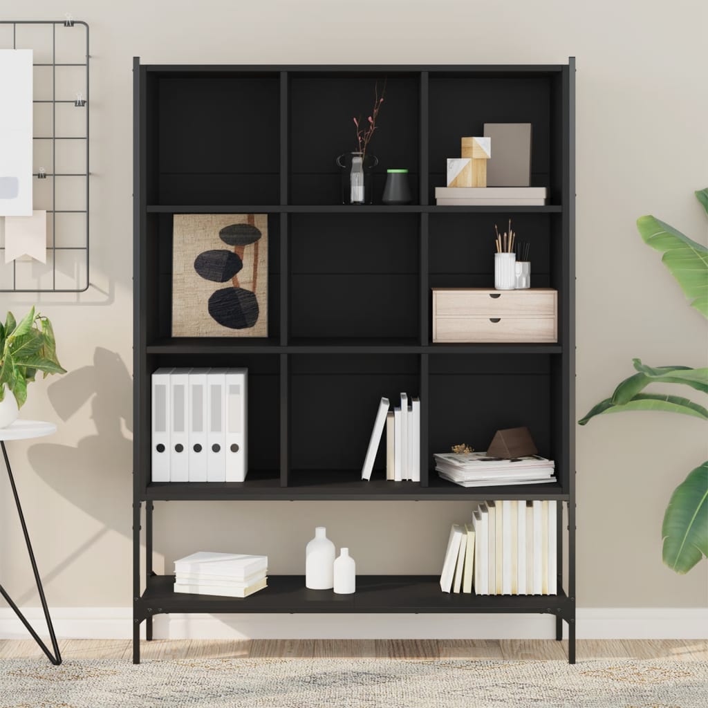 vidaXL Bibliotecă, negru, 102x30x141,5 cm, lemn prelucrat vidaXL Bibliotecă, negru, 102x30x141,5 cm, lemn prelucrat