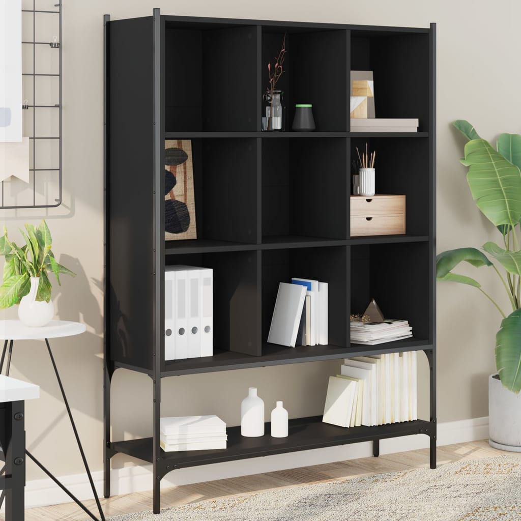 vidaXL Bibliotecă, negru, 102x30x141,5 cm, lemn prelucrat vidaXL Bibliotecă, negru, 102x30x141,5 cm, lemn prelucrat