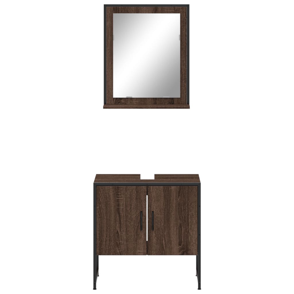 vidaXL Set dulapuri de baie, 2 piese, stejar maro, lemn prelucrat vidaXL Set dulapuri de baie, 2 piese, stejar maro, lemn prelucrat