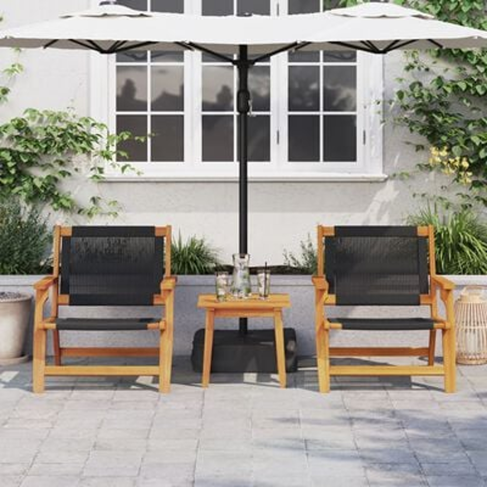vidaXL Scaune de Grădină cu Masă 3 pcs Negru 45 x 45 x 40 cm vidaXL Scaune de Grădină cu Masă 3 pcs Negru 45 x 45 x 40 cm