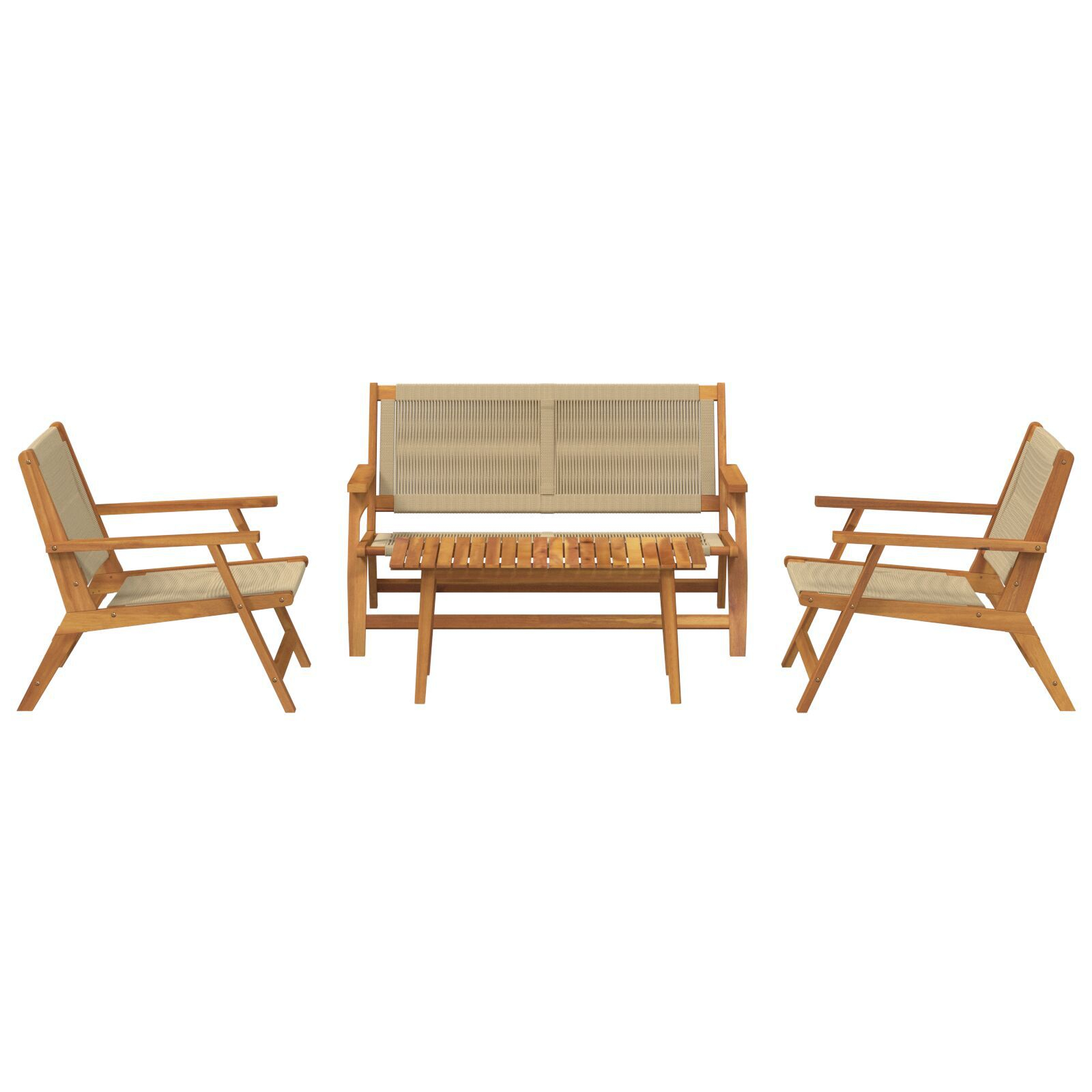 vidaXL Set de scaune și masă de 4 - Lemn de acacia bej