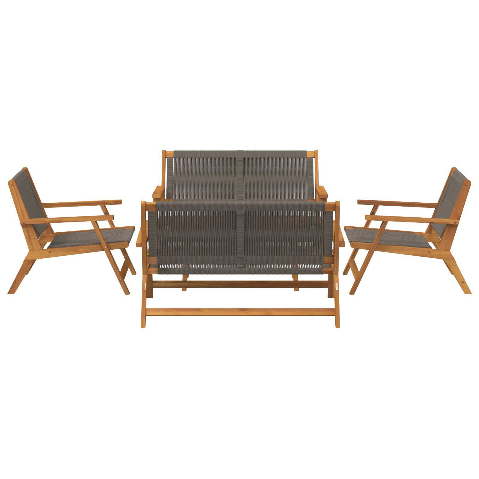 vidaXL Set de Scaune cu Masă , 5 Piese, Gri, Lemn masiv de acacia