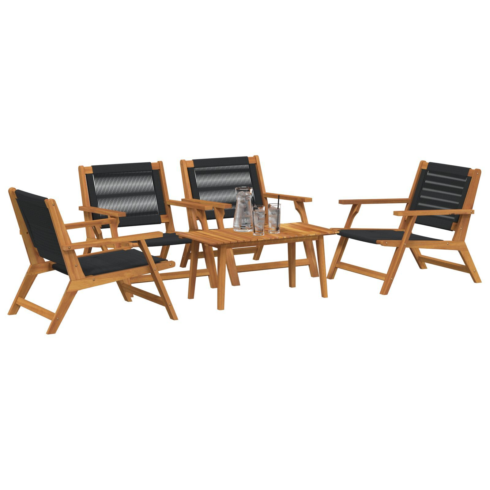 vidaXL Set de scaune și masă de grădină de 5 piese - Lemn de acacia negru