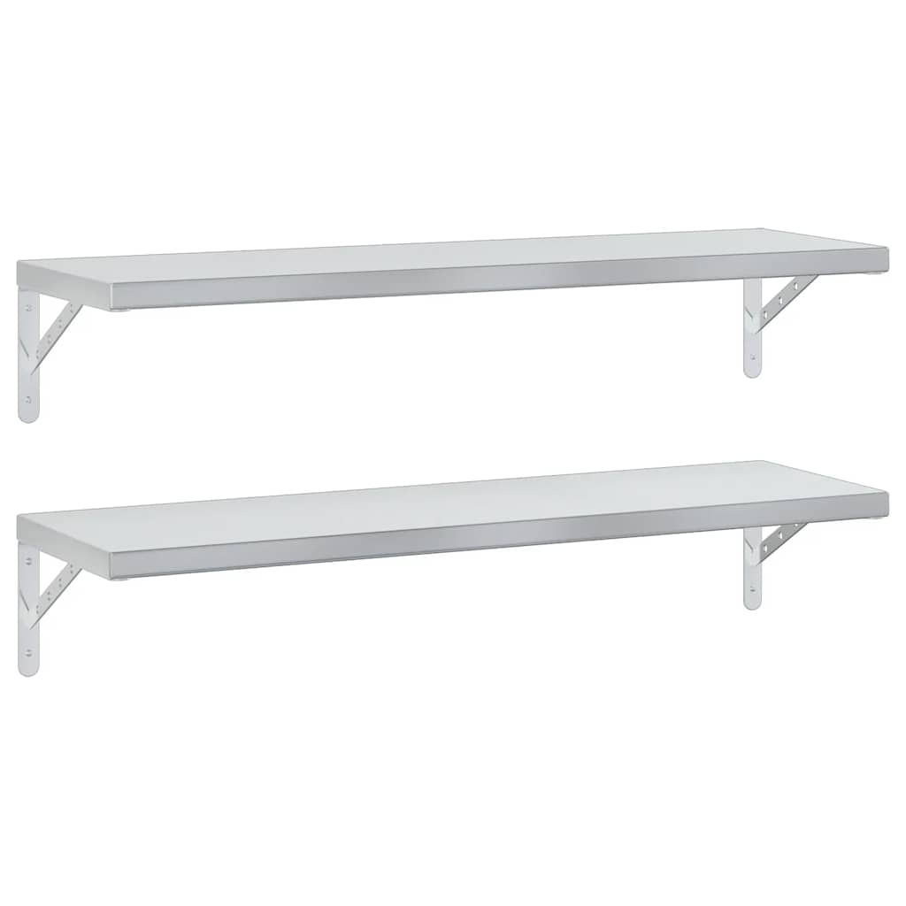 vidaXL Rafturi de perete 2 buc., 100x30 cm, argintiu oțel inoxidabil vidaXL Rafturi de perete 2 buc., 100x30 cm, argintiu oțel inoxidabil