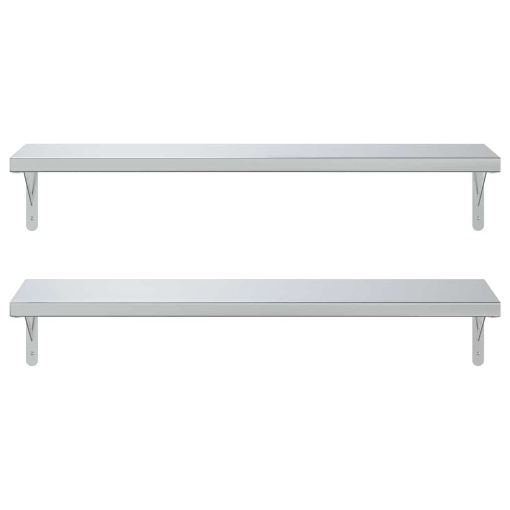 vidaXL Rafturi de perete 2 buc., 100x30 cm, argintiu oțel inoxidabil vidaXL Rafturi de perete 2 buc., 100x30 cm, argintiu oțel inoxidabil
