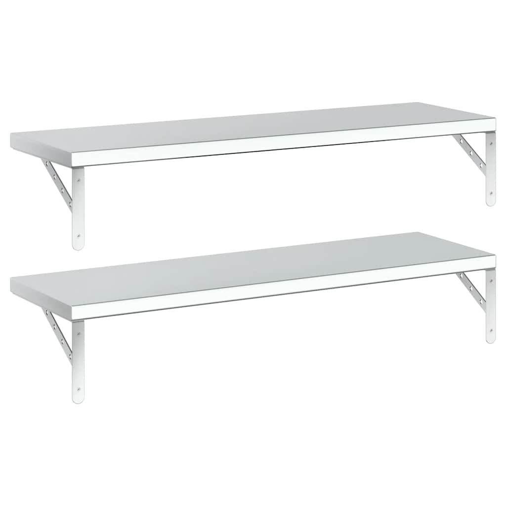 vidaXL Rafturi de perete 2 buc., 100x30 cm, argintiu oțel inoxidabil vidaXL Rafturi de perete 2 buc., 100x30 cm, argintiu oțel inoxidabil