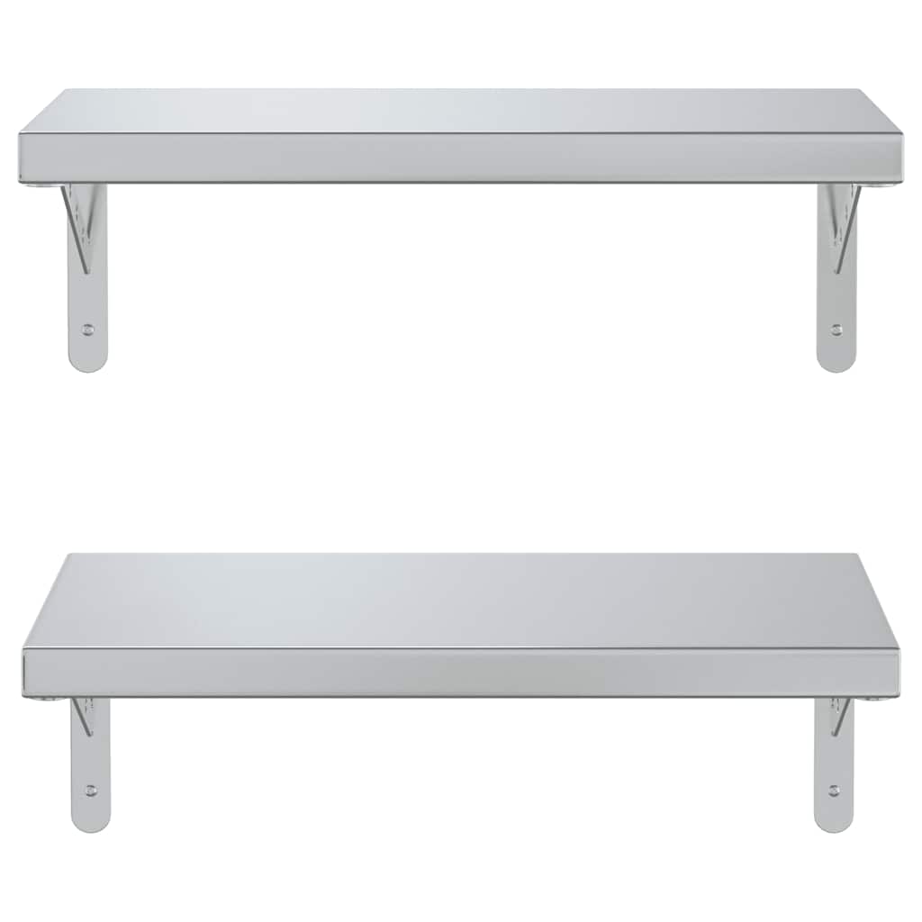 vidaXL Rafturi de perete, 2 buc. 50x23,5 cm argintiu oțel inoxidabil