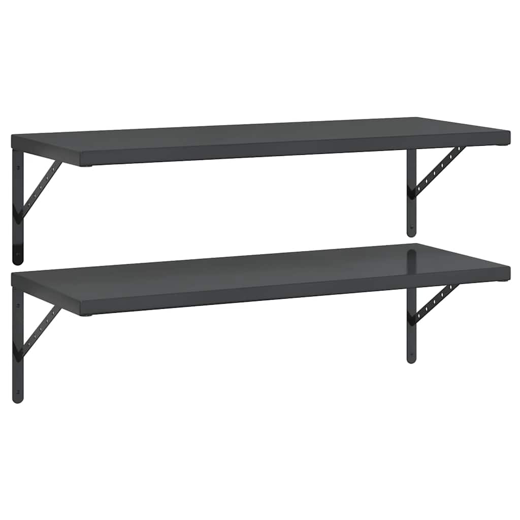 vidaXL Rafturi de perete 2 buc., 100x40 cm, negru oțel inoxidabil vidaXL Rafturi de perete 2 buc., 100x40 cm, negru oțel inoxidabil
