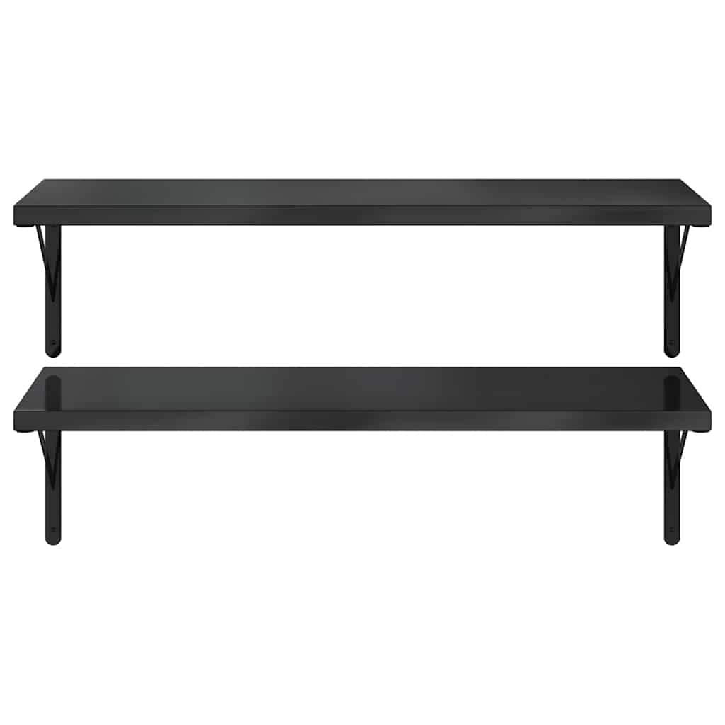 vidaXL Rafturi de perete 2 buc., 100x40 cm, negru oțel inoxidabil vidaXL Rafturi de perete 2 buc., 100x40 cm, negru oțel inoxidabil