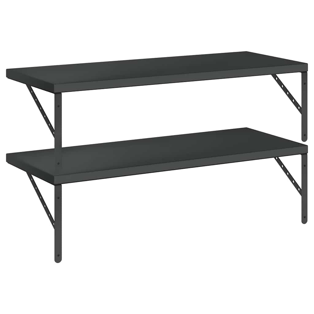 vidaXL Rafturi de perete 2 buc., 100x40 cm, negru oțel inoxidabil vidaXL Rafturi de perete 2 buc., 100x40 cm, negru oțel inoxidabil