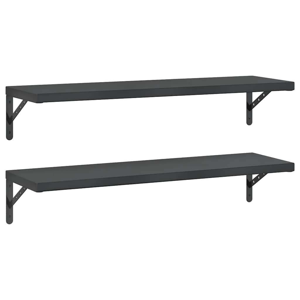 vidaXL Rafturi de perete 2 buc., 100x30 cm, negru oțel inoxidabil vidaXL Rafturi de perete 2 buc., 100x30 cm, negru oțel inoxidabil