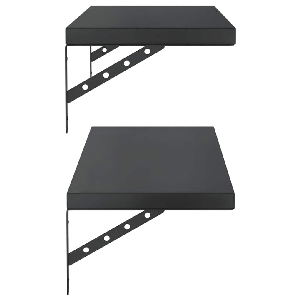 vidaXL Rafturi de perete 2 buc., 100x30 cm, negru oțel inoxidabil vidaXL Rafturi de perete 2 buc., 100x30 cm, negru oțel inoxidabil