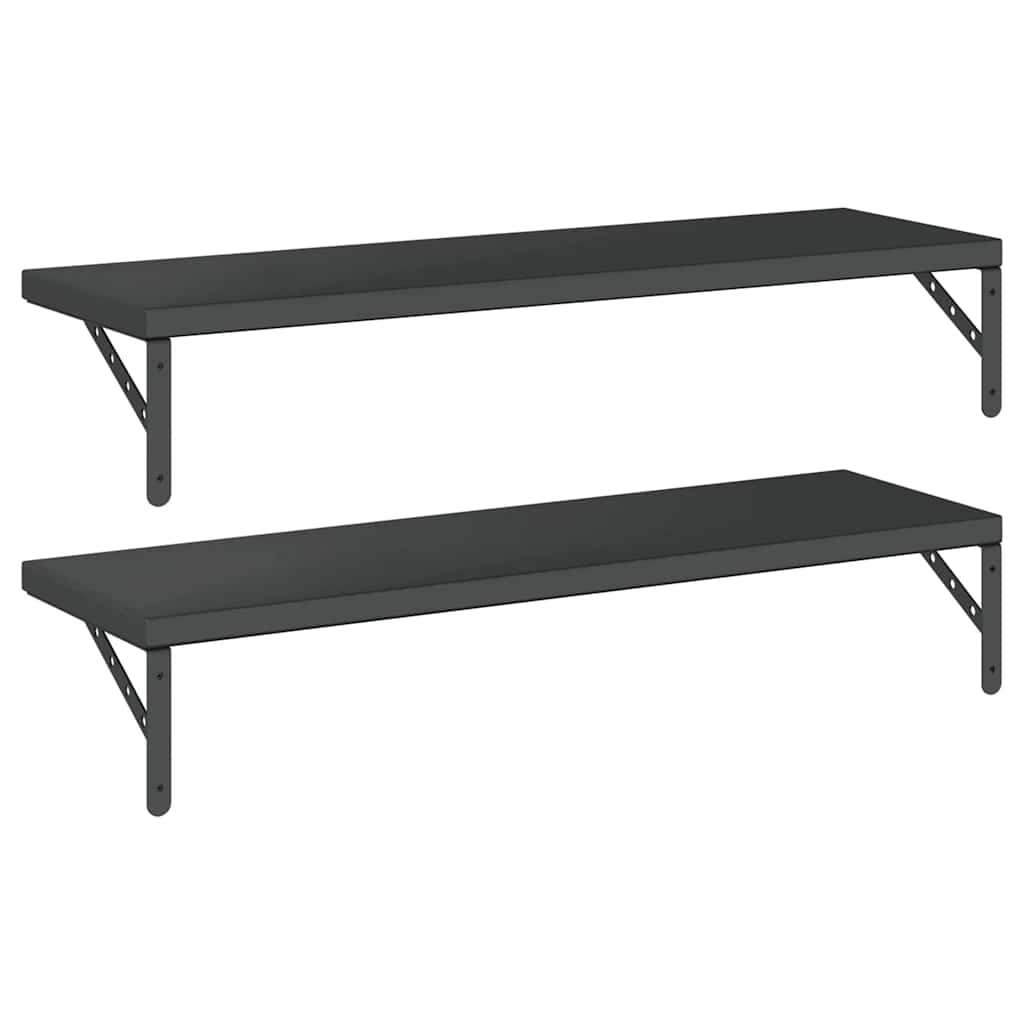 vidaXL Rafturi de perete 2 buc., 100x30 cm, negru oțel inoxidabil vidaXL Rafturi de perete 2 buc., 100x30 cm, negru oțel inoxidabil