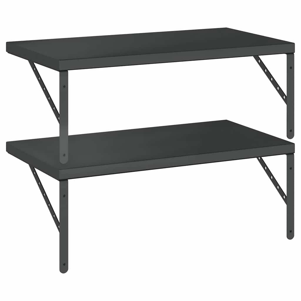 vidaXL Rafturi de perete 2 buc., 75x40 cm, negru oțel inoxidabil vidaXL Rafturi de perete 2 buc., 75x40 cm, negru oțel inoxidabil