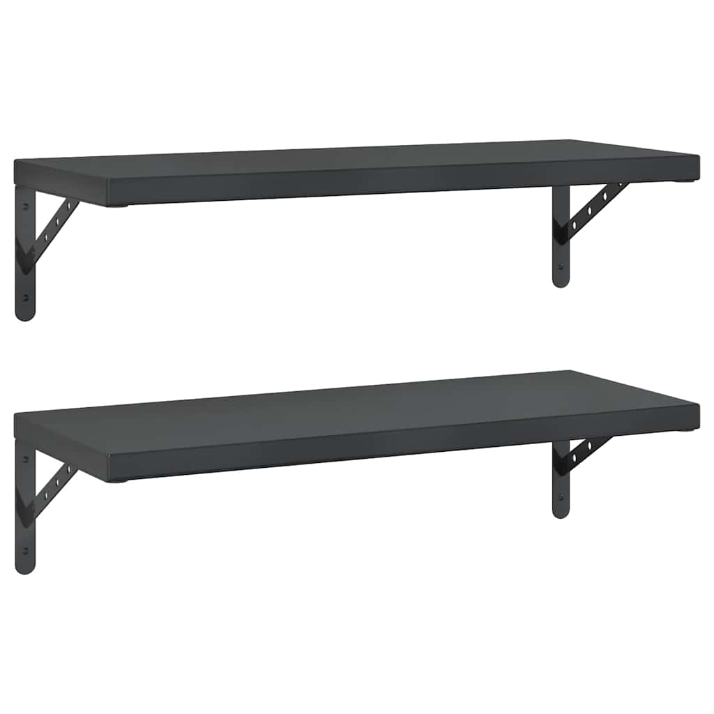vidaXL Rafturi de perete, 2 buc., 75x30 cm, negru oțel inoxidabil vidaXL Rafturi de perete, 2 buc., 75x30 cm, negru oțel inoxidabil