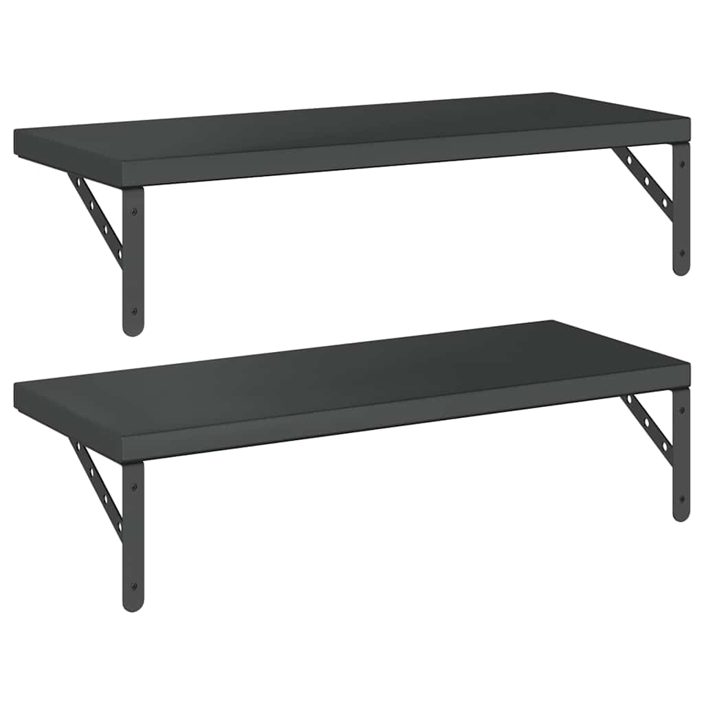 vidaXL Rafturi de perete, 2 buc., 75x30 cm, negru oțel inoxidabil vidaXL Rafturi de perete, 2 buc., 75x30 cm, negru oțel inoxidabil