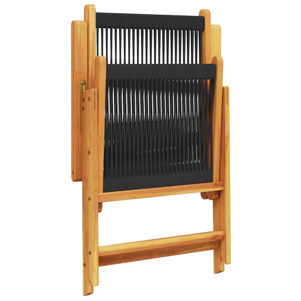 vidaXL Scaune de grădină rabatabile, 6 buc., negru, lemn masiv acacia