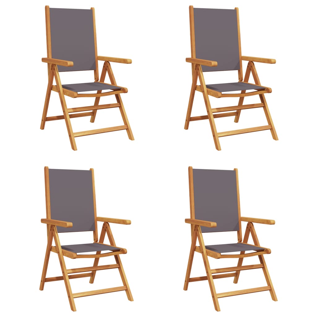 vidaXL Scaune de grădină rabatabile 4 buc., textil antracit/lemn masiv vidaXL Scaune de grădină rabatabile 4 buc., textil antracit/lemn masiv
