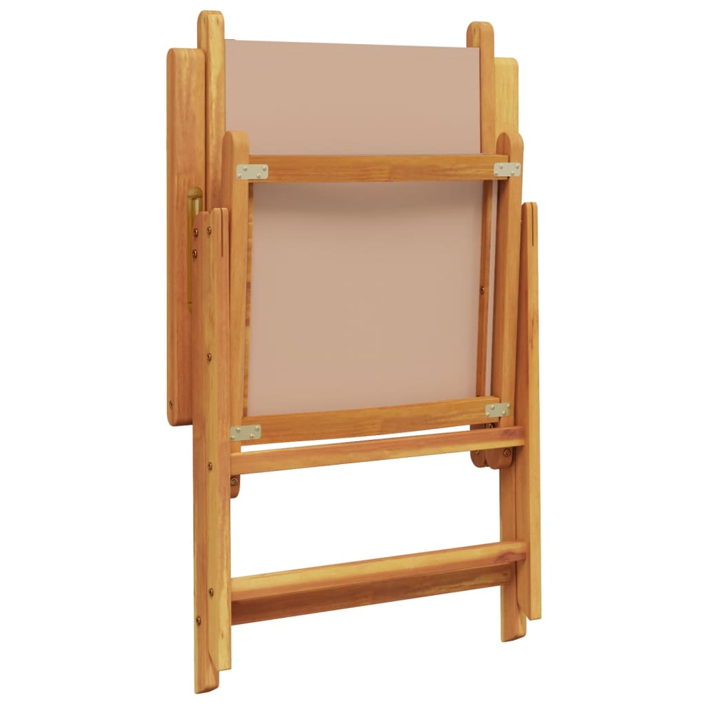 vidaXL Scaune de grădină rabatabile 6 buc., textil taupe/lemn masiv