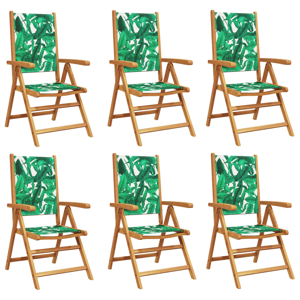 vidaXL Scaune de grădină rabatabile 6 buc., textil verde/lemn masiv vidaXL Scaune de grădină rabatabile 6 buc., textil verde/lemn masiv