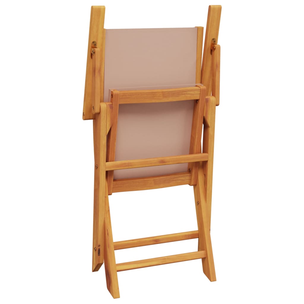 vidaXL Scaune de grădină pliabile 8 buc., textil taupe/lemn masiv