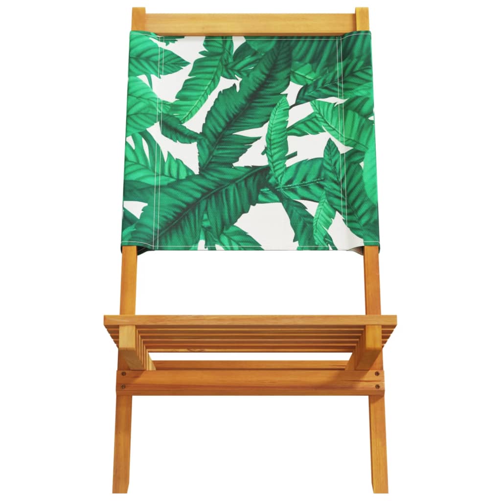 vidaXL Scaune de grădină pliabile 4 buc., textil verde/lemn masiv