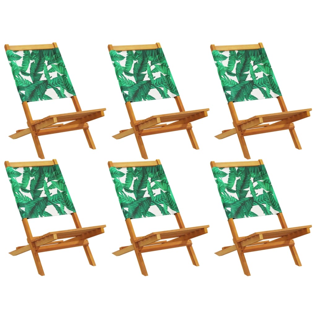 vidaXL Scaune de grădină pliabile 6 buc., textil verde/lemn masiv