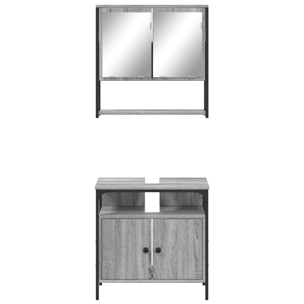 vidaXL Set mobilier de baie, 2 piese, gri sonoma, lemn prelucrat vidaXL Set mobilier de baie, 2 piese, gri sonoma, lemn prelucrat