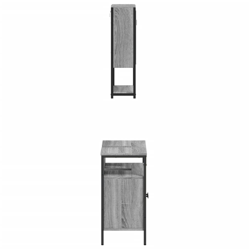 vidaXL Set mobilier de baie, 2 piese, gri sonoma, lemn prelucrat vidaXL Set mobilier de baie, 2 piese, gri sonoma, lemn prelucrat