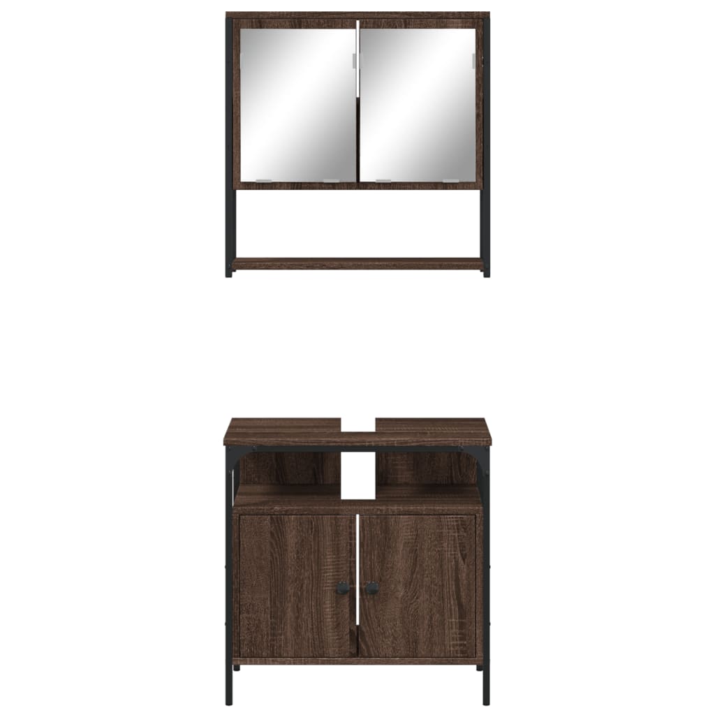 vidaXL Set mobilier de baie, 2 piese, stejar maro, lemn prelucrat vidaXL Set mobilier de baie, 2 piese, stejar maro, lemn prelucrat