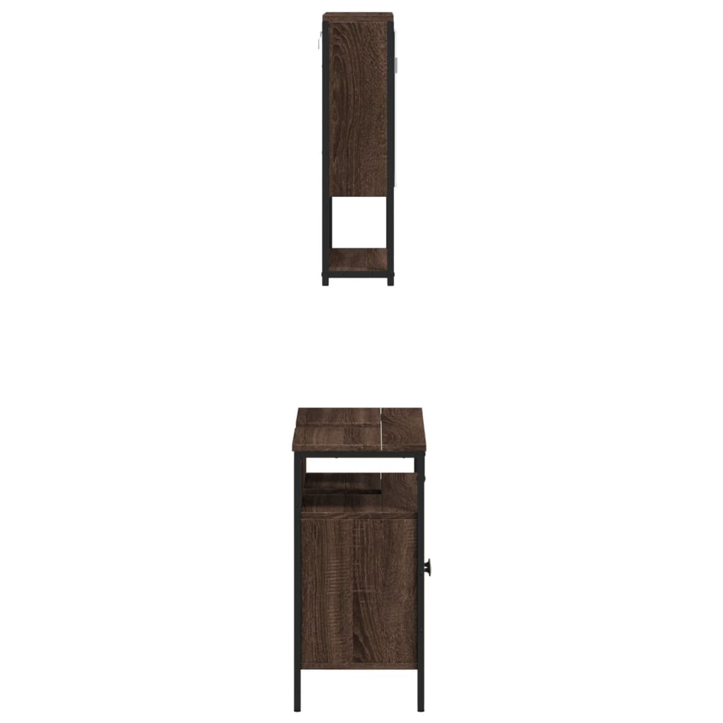 vidaXL Set mobilier de baie, 2 piese, stejar maro, lemn prelucrat vidaXL Set mobilier de baie, 2 piese, stejar maro, lemn prelucrat