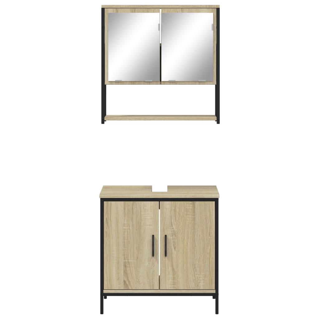 vidaXL Set mobilier de baie, 2 piese, stejar sonoma, lemn prelucrat vidaXL Set mobilier de baie, 2 piese, stejar sonoma, lemn prelucrat
