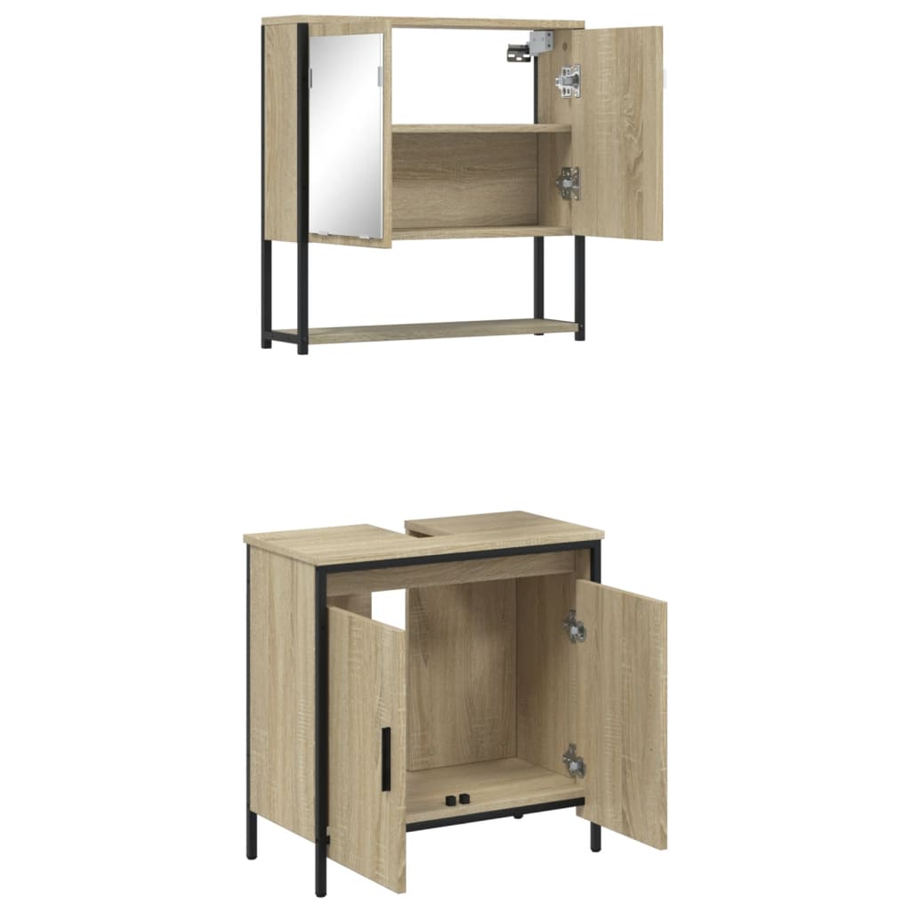 vidaXL Set mobilier de baie, 2 piese, stejar sonoma, lemn prelucrat vidaXL Set mobilier de baie, 2 piese, stejar sonoma, lemn prelucrat