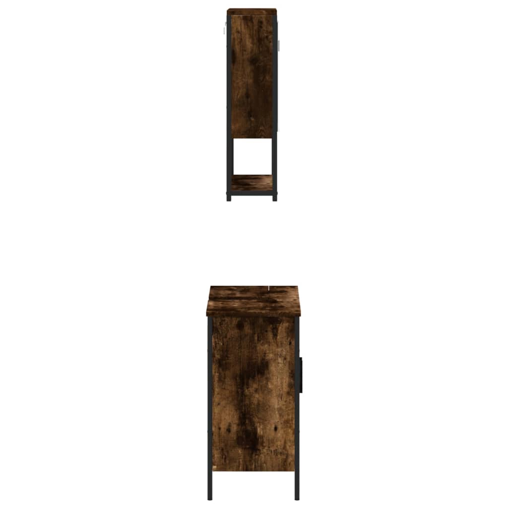 vidaXL Set mobilier de baie, 2 piese, stejar fumuriu, lemn prelucrat vidaXL Set mobilier de baie, 2 piese, stejar fumuriu, lemn prelucrat