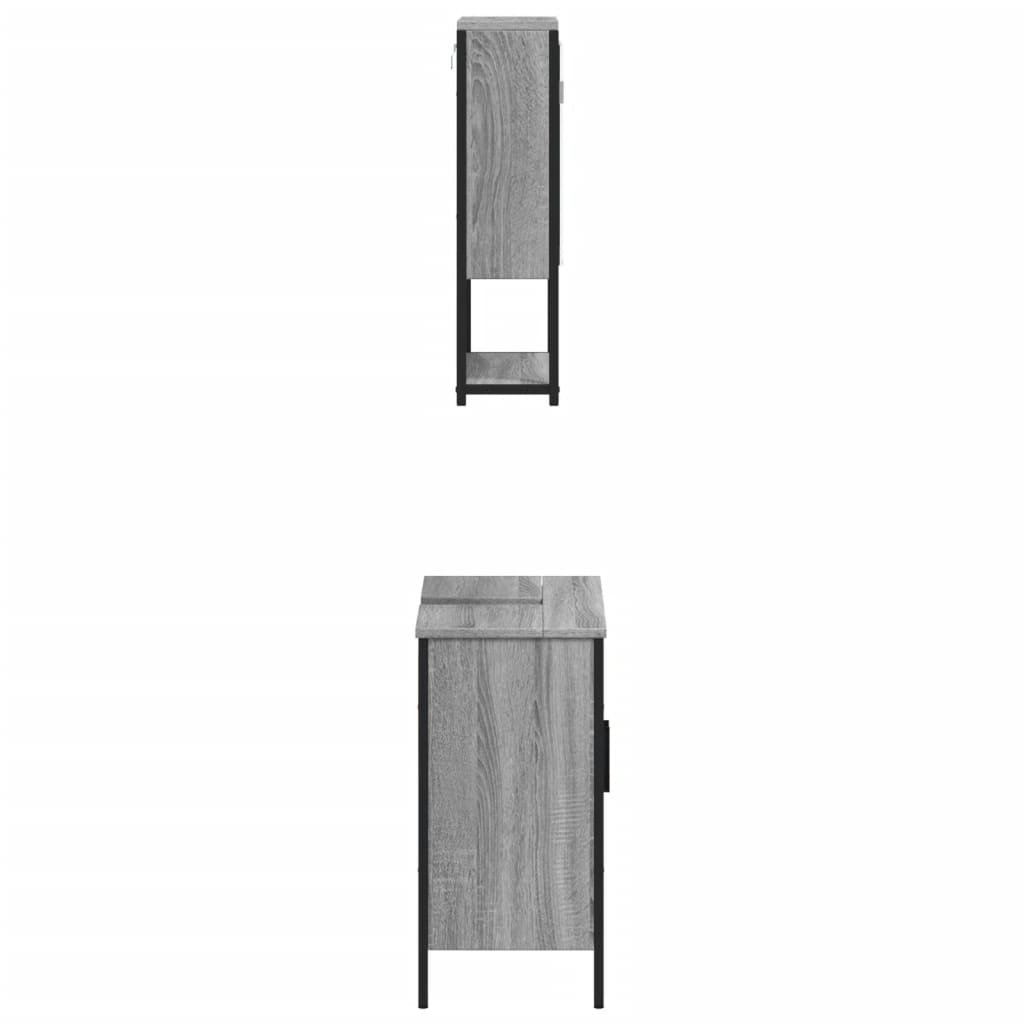 vidaXL Set mobilier de baie, 2 piese, gri sonoma, lemn prelucrat vidaXL Set mobilier de baie, 2 piese, gri sonoma, lemn prelucrat