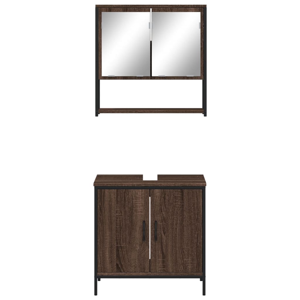 vidaXL Set mobilier de baie, 2 piese, stejar maro, lemn prelucrat