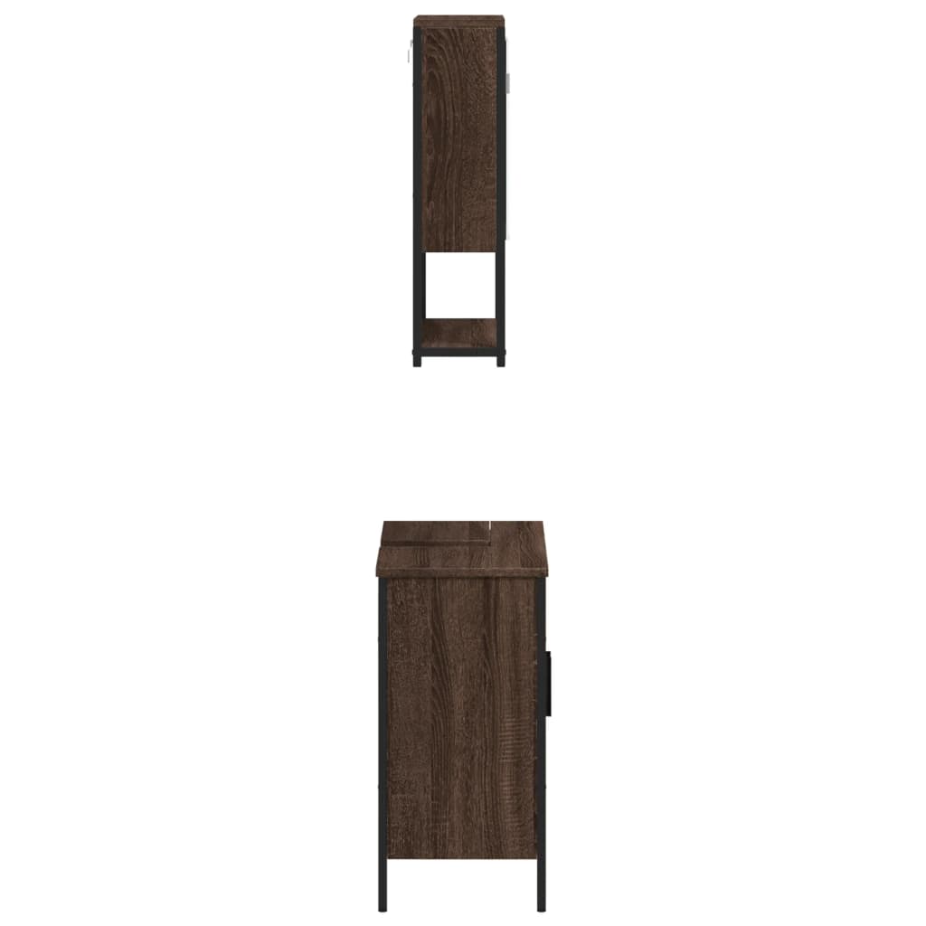vidaXL Set mobilier de baie, 2 piese, stejar maro, lemn prelucrat