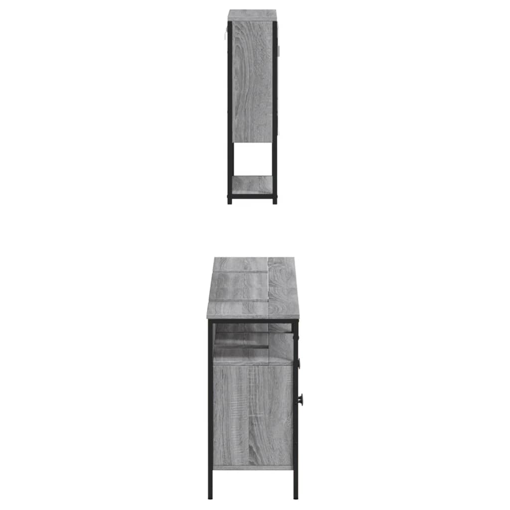 vidaXL Set mobilier de baie, 3 piese, gri sonoma, lemn prelucrat vidaXL Set mobilier de baie, 3 piese, gri sonoma, lemn prelucrat