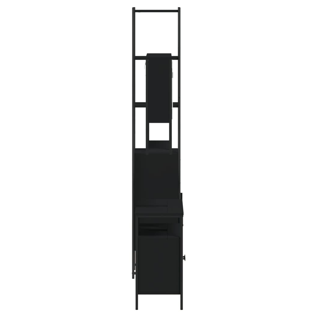 vidaXL Set mobilier de baie, 3 piese, negru, lemn compozit vidaXL Set mobilier de baie, 3 piese, negru, lemn compozit