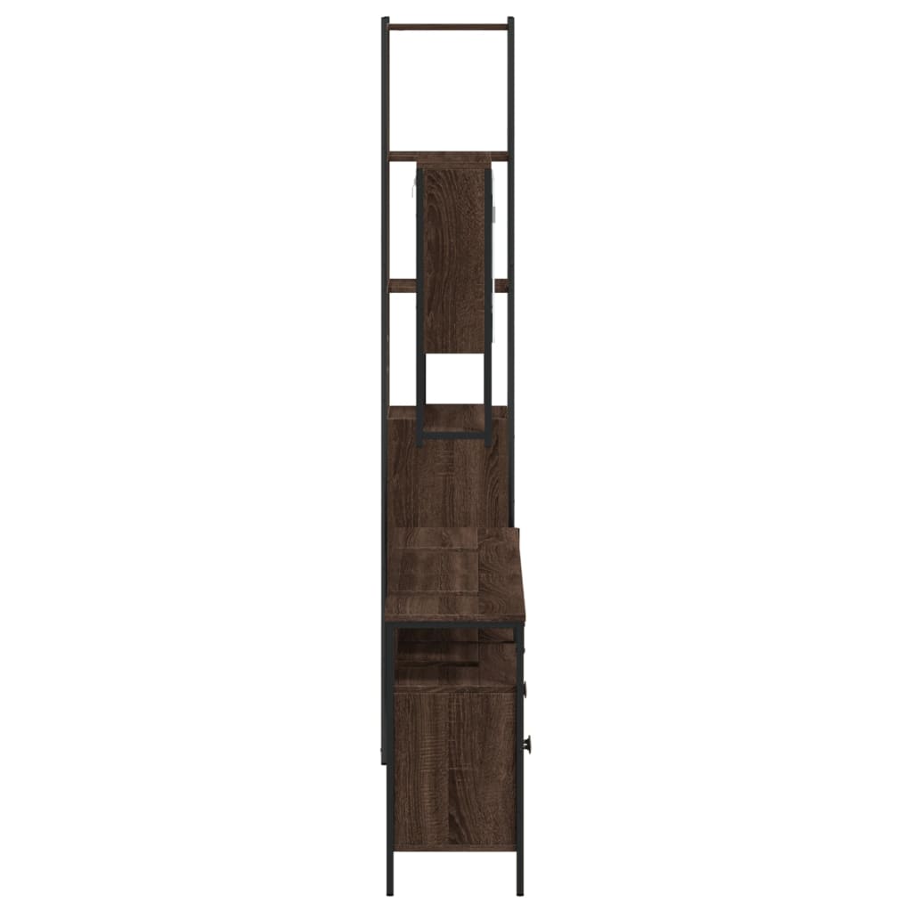 vidaXL Set mobilier de baie, 4 piese, stejar maro, lemn prelucrat vidaXL Set mobilier de baie, 4 piese, stejar maro, lemn prelucrat