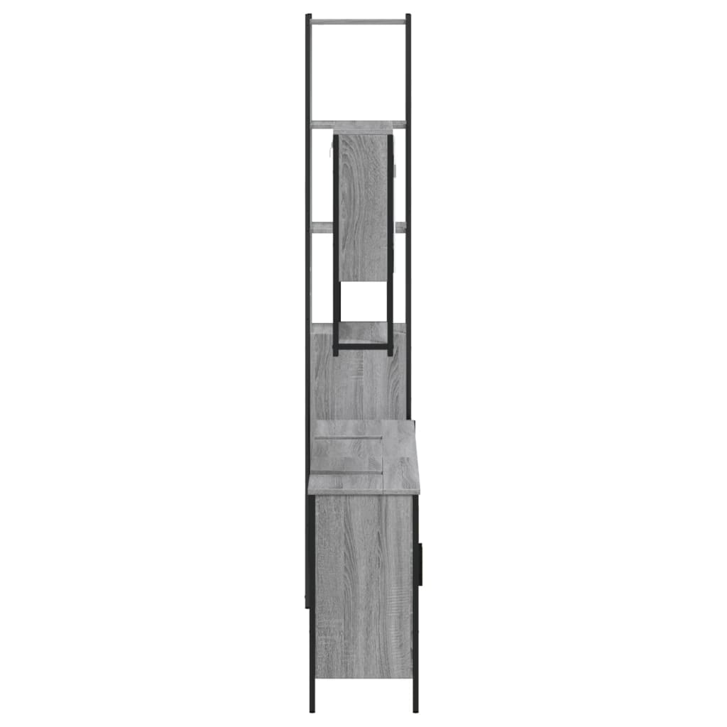 vidaXL Set mobilier de baie, 4 piese, gri sonoma, lemn prelucrat