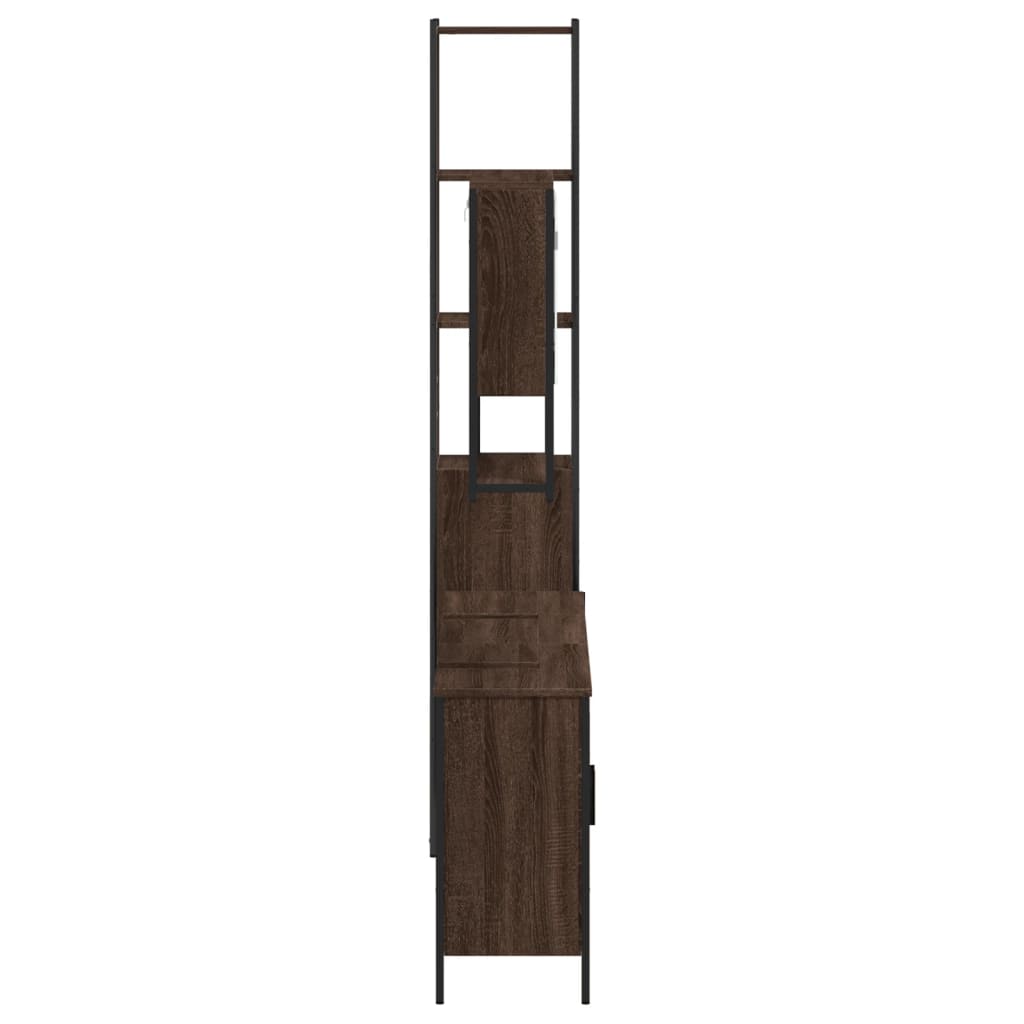 vidaXL Set mobilier de baie, 4 piese, stejar maro, lemn prelucrat