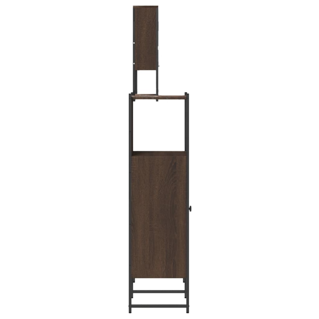 vidaXL Set mobilier de baie, 3 piese, stejar maro, lemn prelucrat