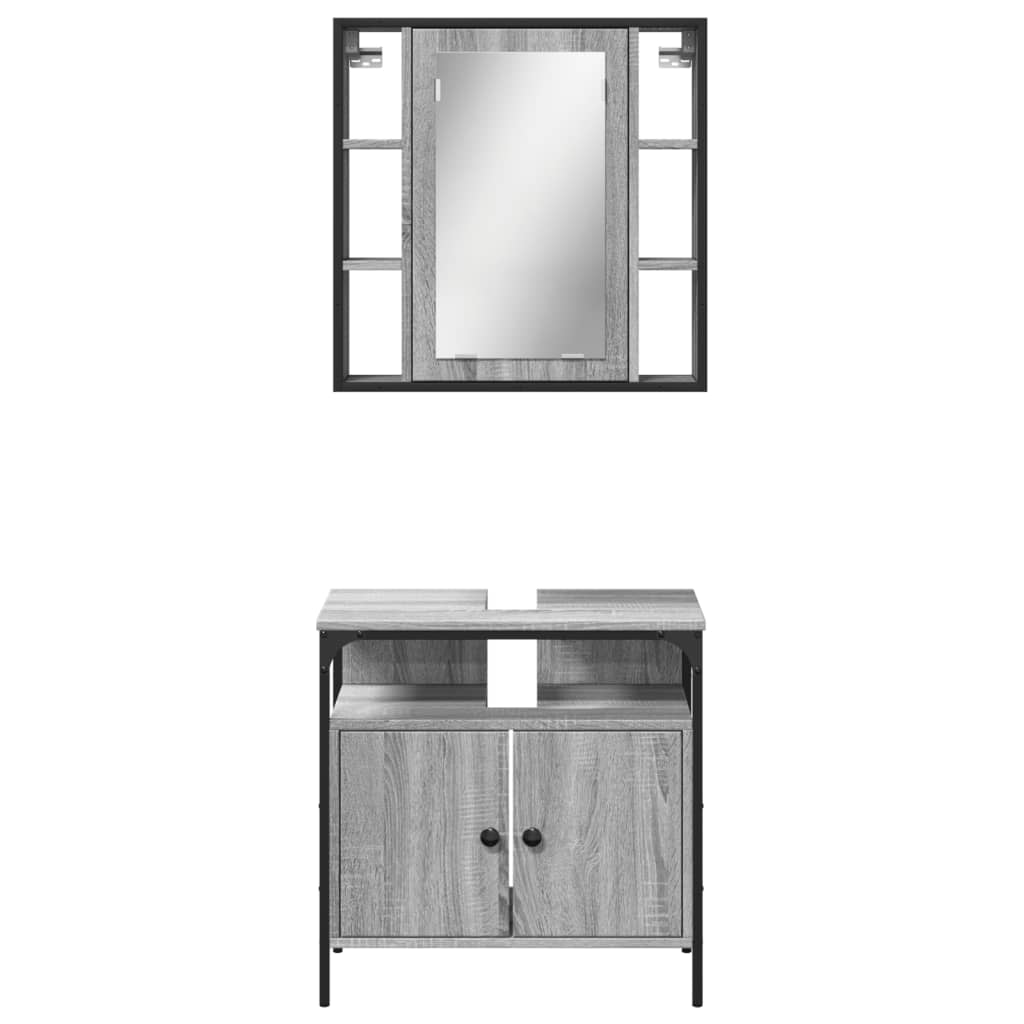 vidaXL Set mobilier de baie, 2 piese, gri sonoma, lemn prelucrat vidaXL Set mobilier de baie, 2 piese, gri sonoma, lemn prelucrat